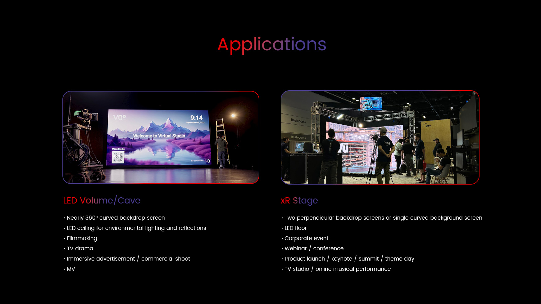 Application of VN Pro Series for xr stage,LED backdrop,LED floor,LED ceiling